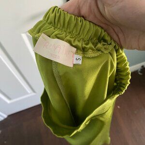Remix Fienze Bright Green Satin Floor Length Skirt Small